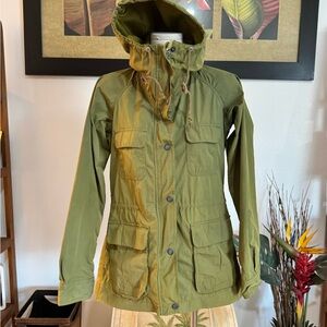 Eddie Bauer Genuine Mountain Parka XS Khaki Green Trekker Trench Hoodie $129